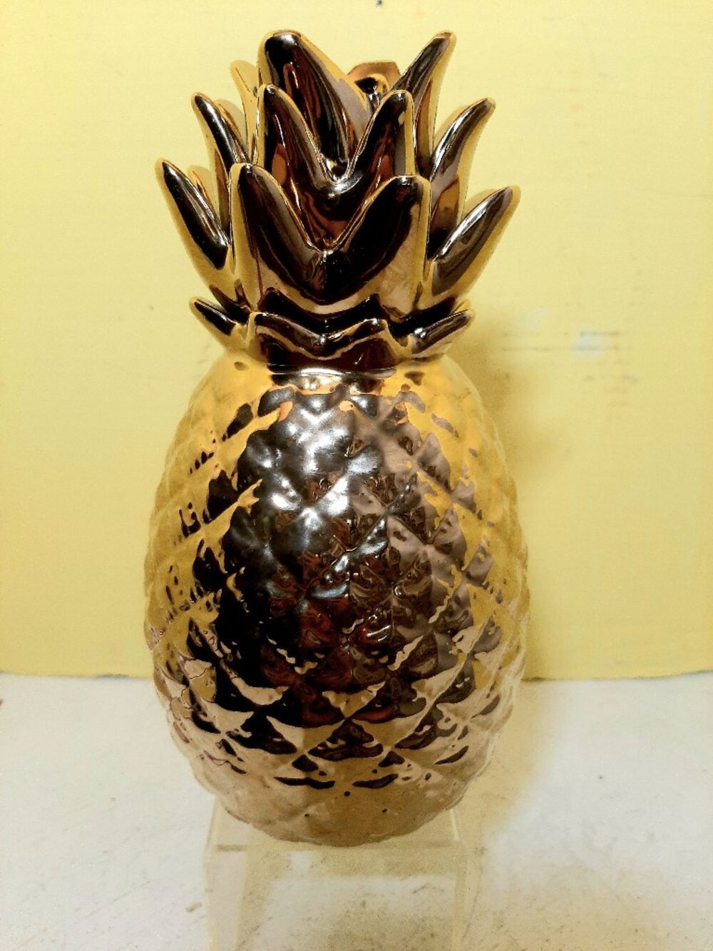 Bright Gold Ceramic Pineapple Taper Candle Holder